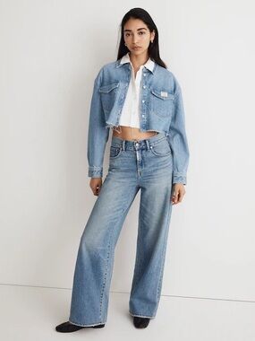 Madewell x Molly Dickson Denim Oversized Crop Shirt